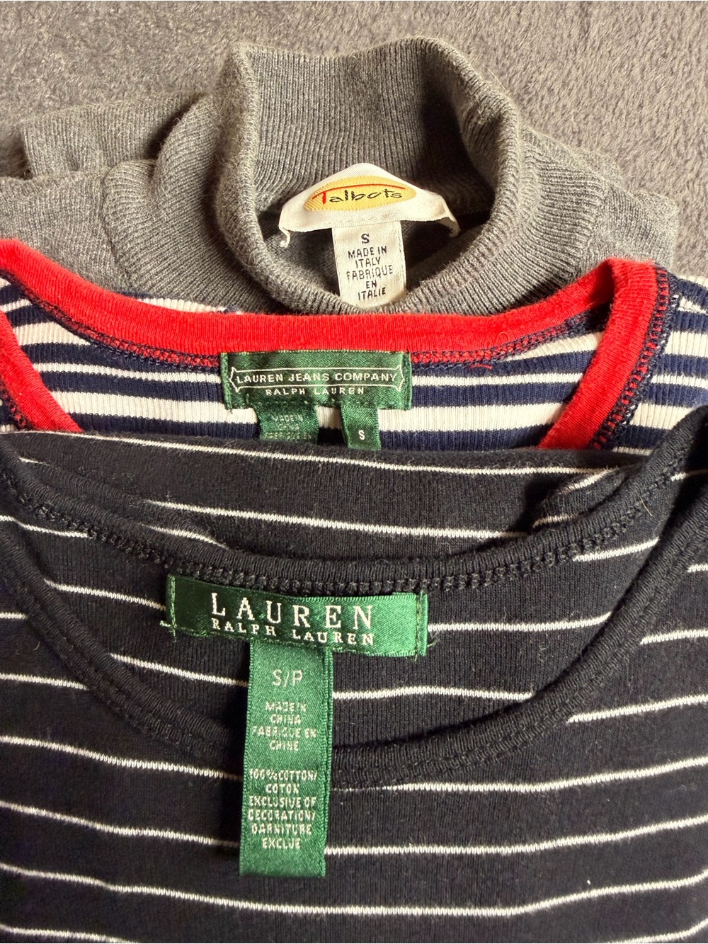 3pc Top Bundle: Ralph Lauren Stripes & Talbots Italy Knit ( size Small)